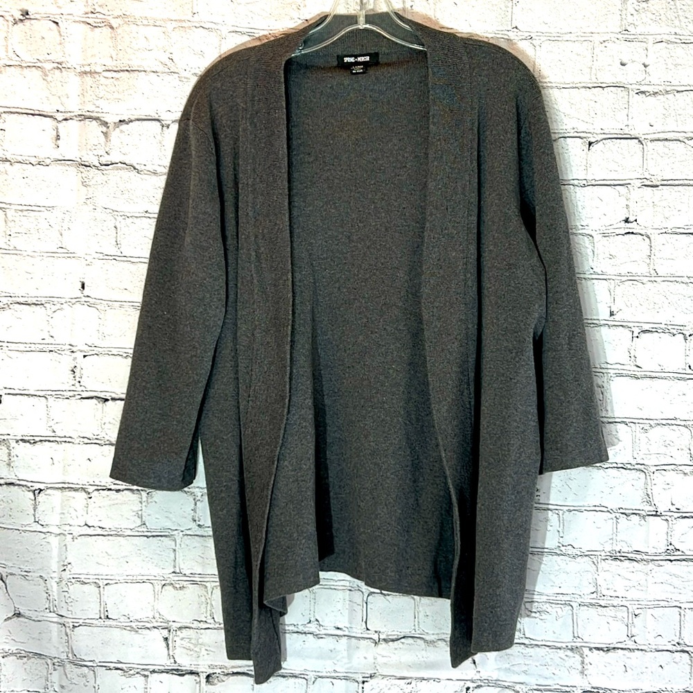 ⭐️ Nordstrom Spring + Mercer open dark gray ribbed knit cardigan women L